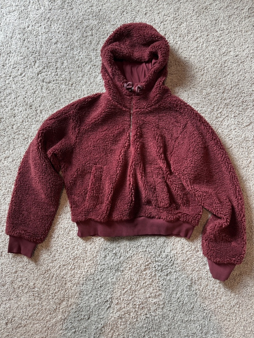 Lululemon Textured Fleece 1/2 Zip in Red Merlot